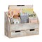 Rustic Wood Desk Organizer with Drawers for Home and Office Supplies Storage, Vintage-Style (14.5 x 10 x 6 In)
